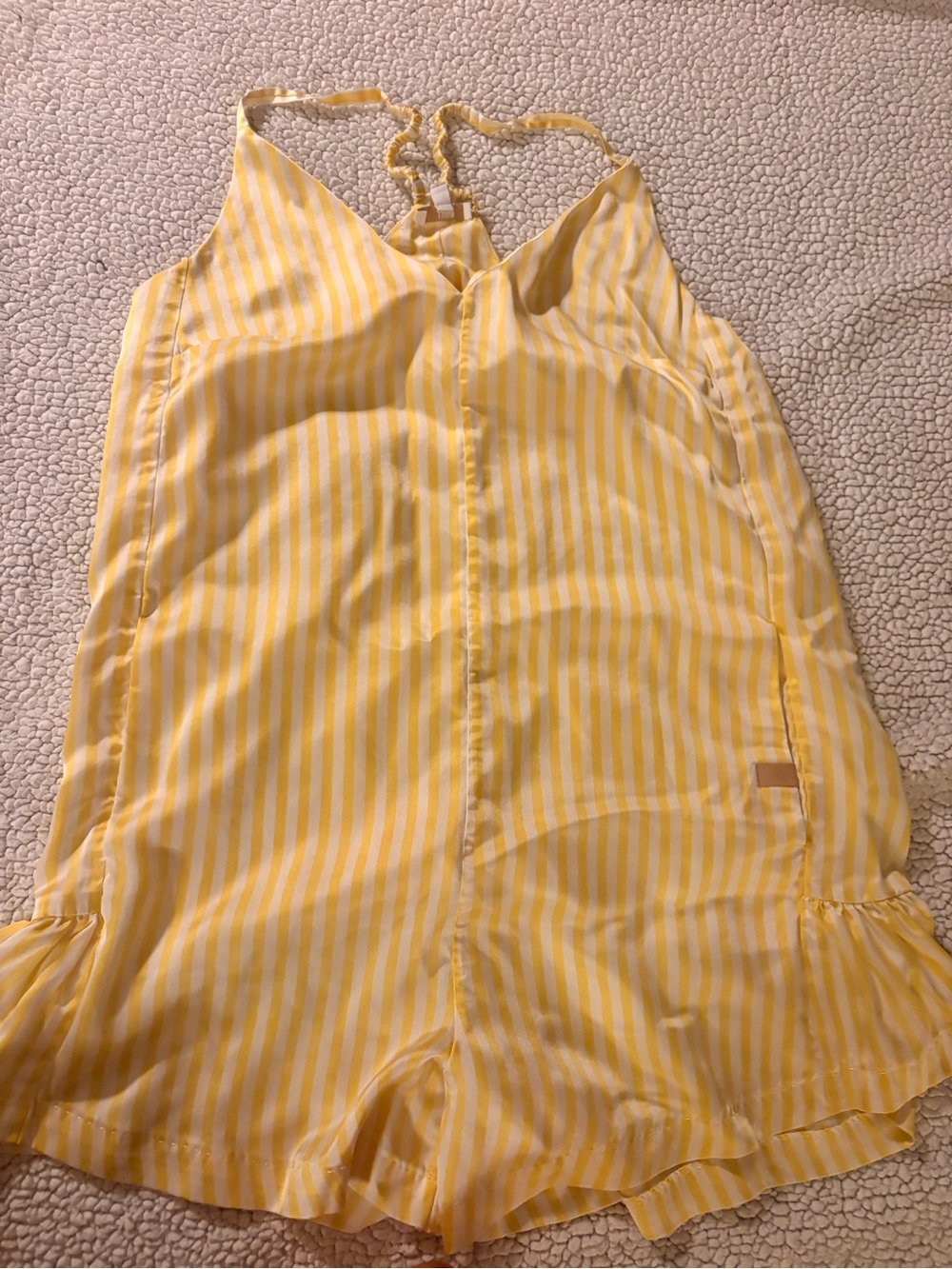 lunya Yellow and White Striped Sleeveless Romper